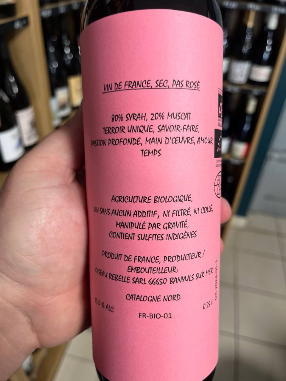 Bouteille de Les Becs Salés 2022 – Oiseau Rebelle, Vin de France