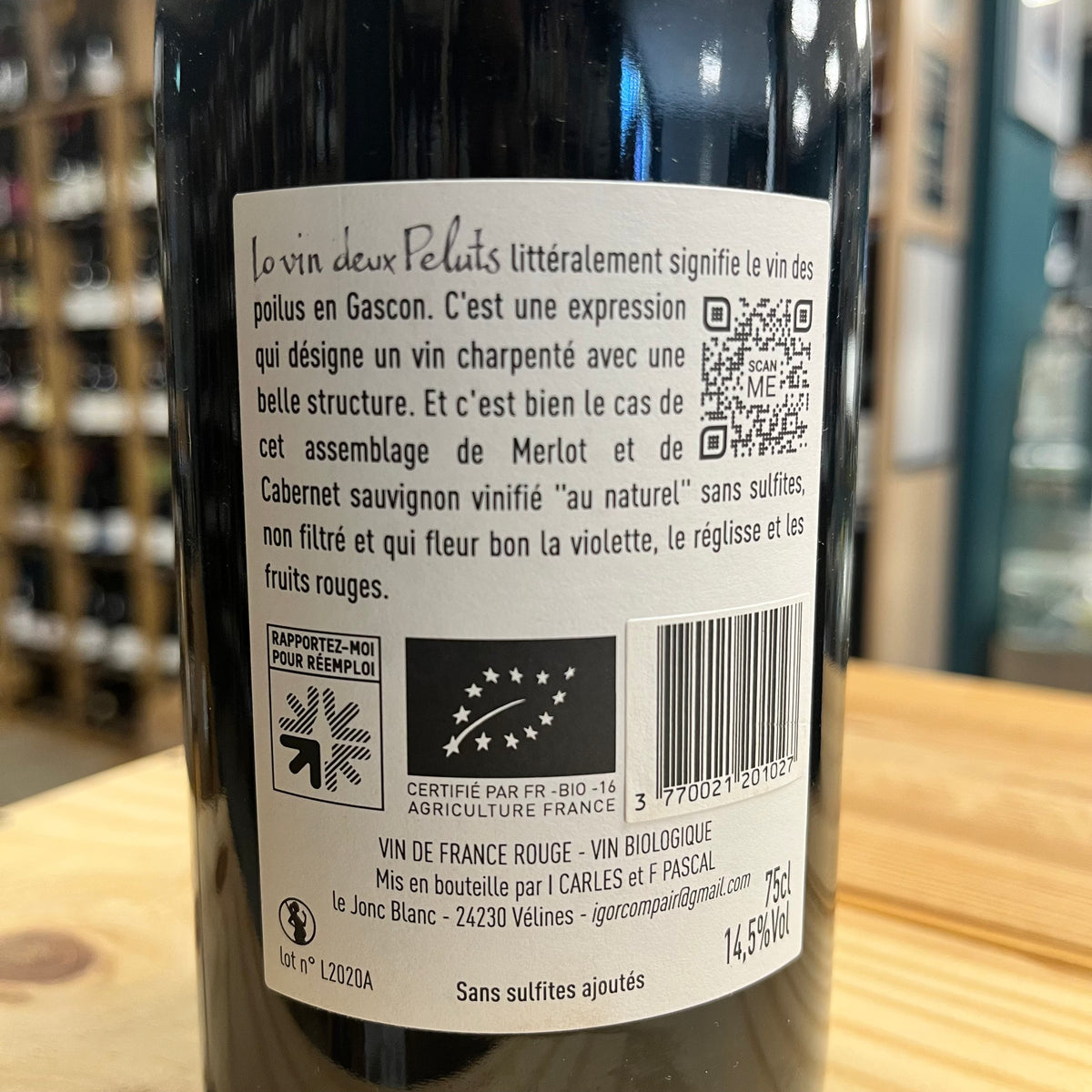 Bouteille Vin rouge Deux Peluts Rouge 2020, Languedoc