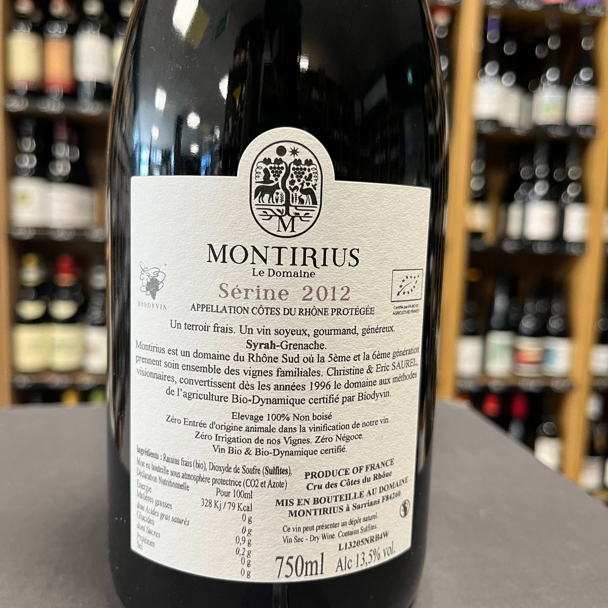 Bouteille de Sérine 2012 – Montirius, Côtes du Rhône