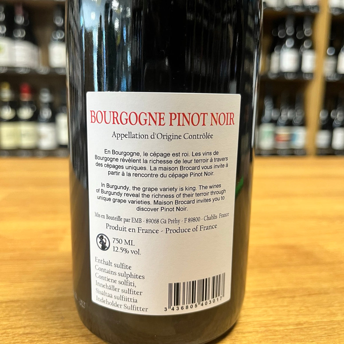 Bouteille Vin Bourgogne Pinot Noir 2021, AOC Bourgogne — biodynamie