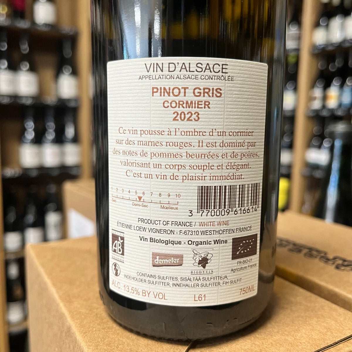 Bouteille de Pinot Gris Cormier 2023 – Domaine Loew, Alsace