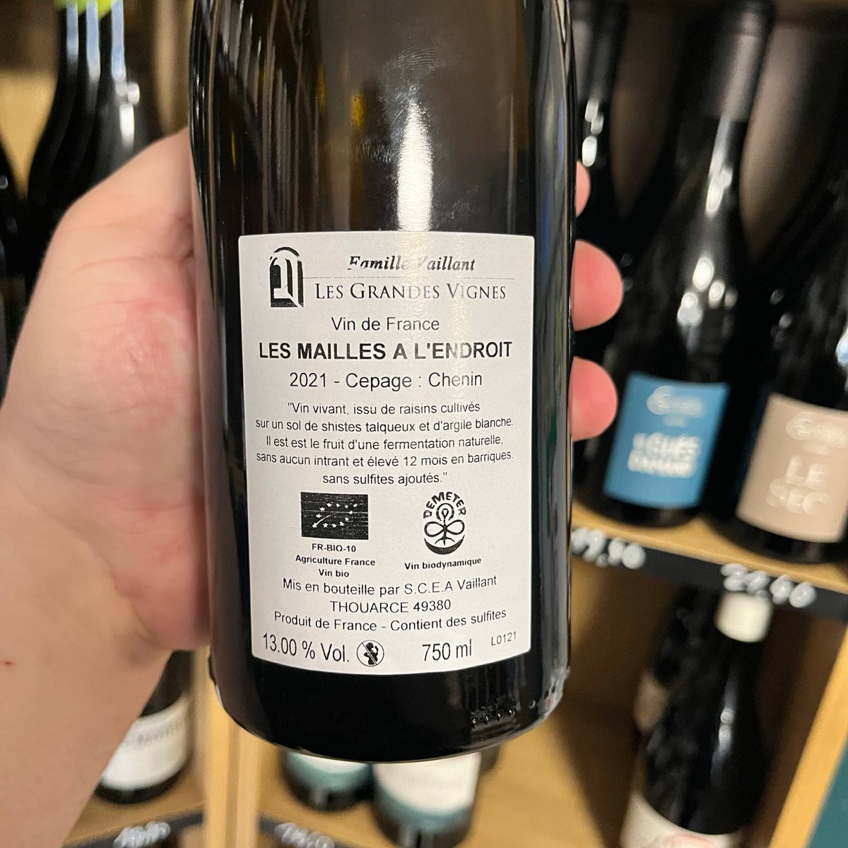 Bouteille Vin blanc Les Mailles à l'Endroit 2021, Val de Loire