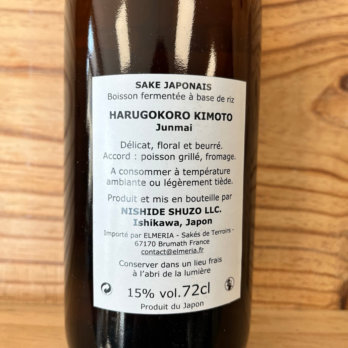Saké Nishide, Harugokoro, Kimoto Junmai 720ml, 15%, Japon