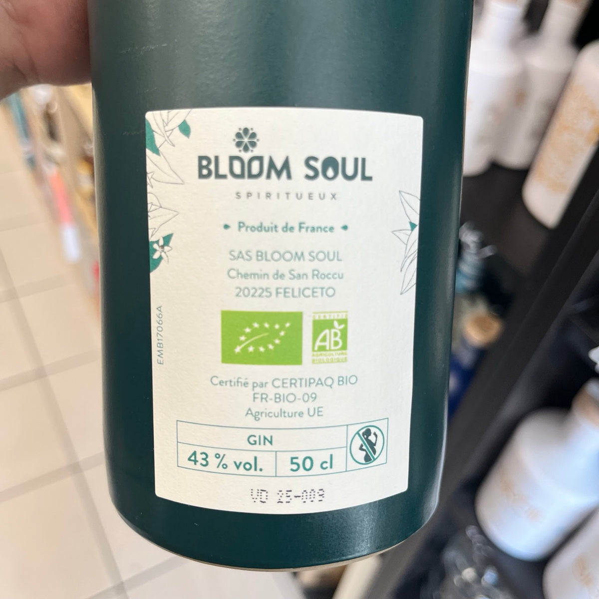 San Roccu, gin de Corse (Bloom Soul), vue 2