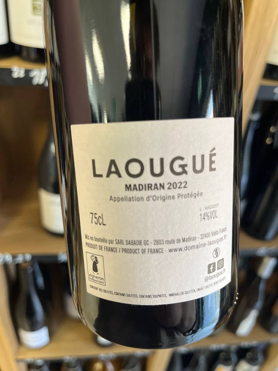 Bouteille Vin rouge Madiran 2022, Sud-Ouest