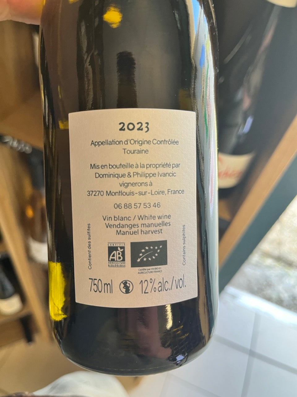 Ivancic Touraine Blanc 2023 - étiquette arrière