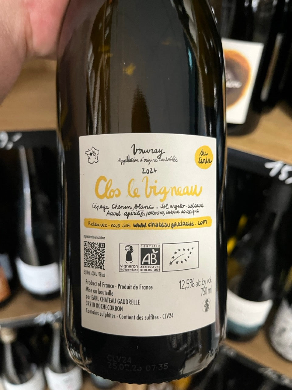Bouteille de Clos le Vigneau 2024 – Château Gaudrelle, AOC Vouvray