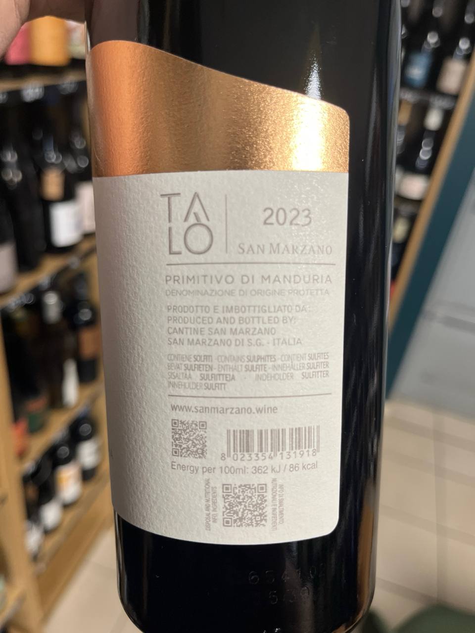 Bouteille Vin rouge Talò Primitivo di Manduria 2023, Italie