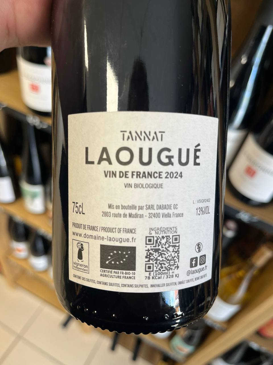 Bouteille de Sylvain Dabadie 2024 – Domaine Laougué, Sud-Ouest