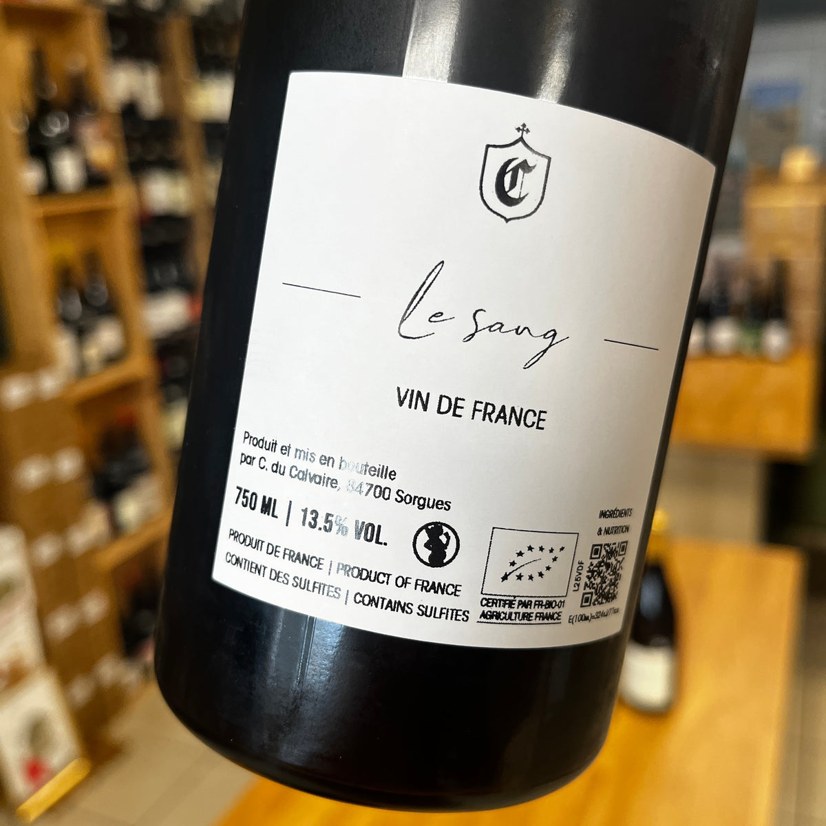 Vin rouge Le Sang, Famille Roumieux, vue 2