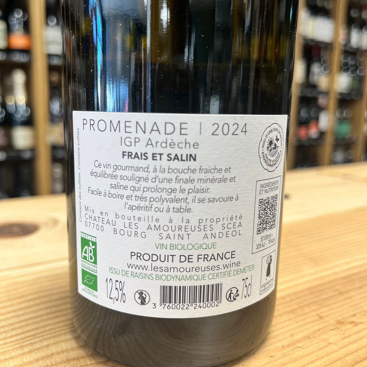 Bouteille Vin Les Amoureuses 2024, Côtes du Rhône — biodynamie