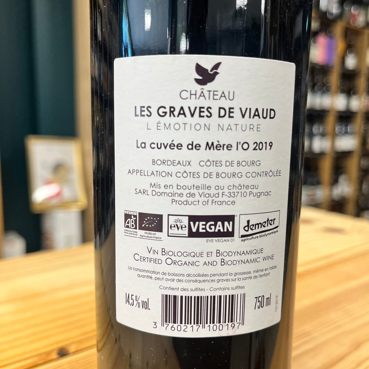 Bouteille Vin rouge Mère l'O 2019 2019, Bordeaux — agriculture biologique