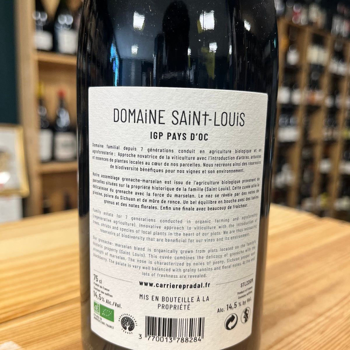 Bouteille Vin Saint Louis 2022, Languedoc — agriculture biologique