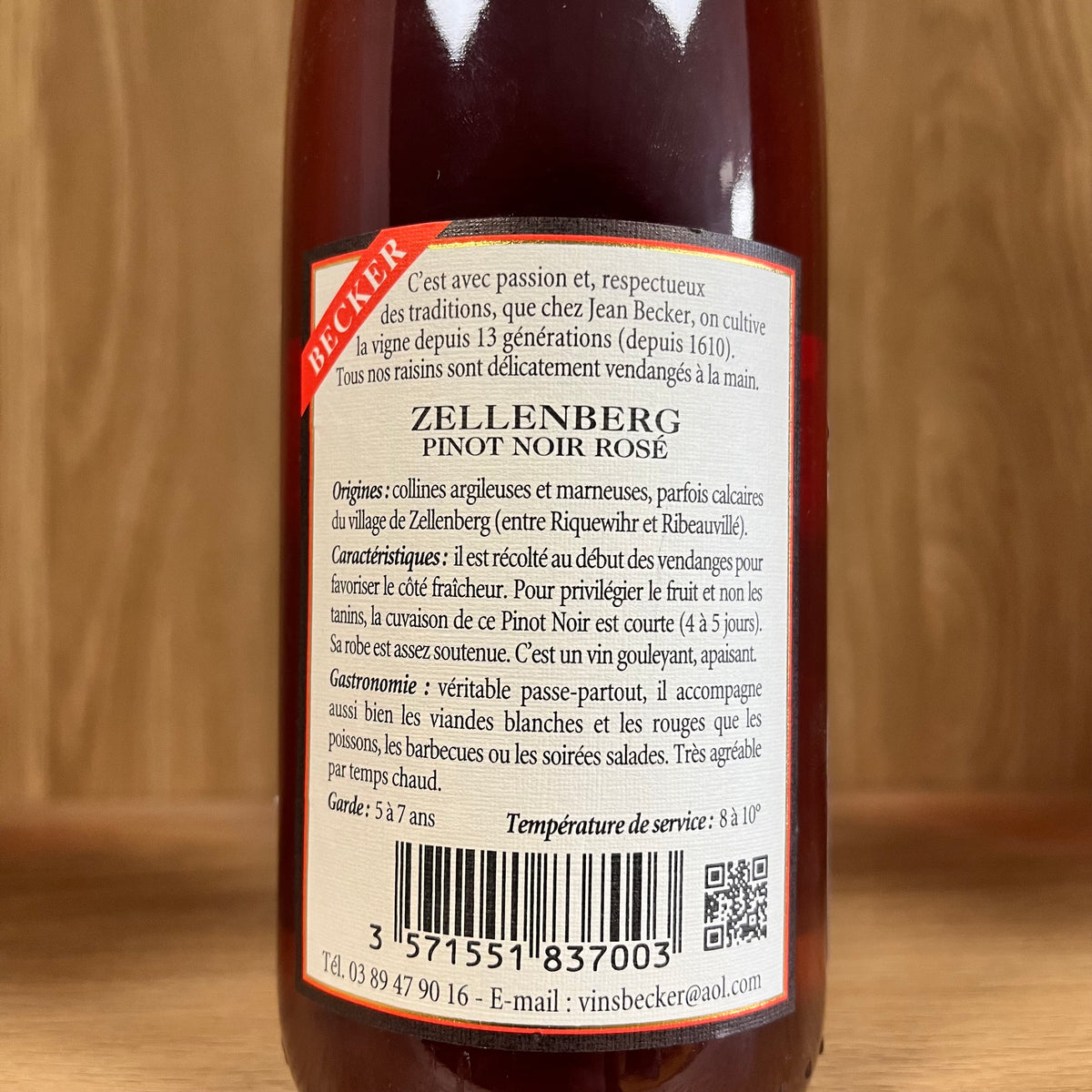 Bouteille Vin rosé Rosé de Zellenberg 2019, AOC Alsace — agriculture biologique