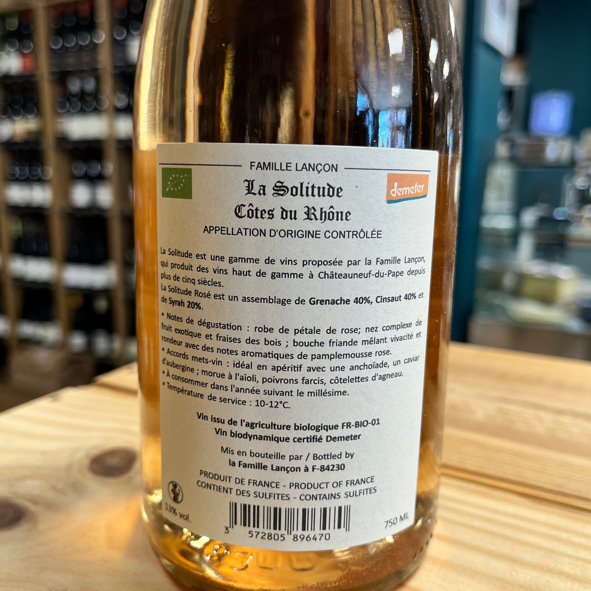 Bouteille Vin rosé La Solitude 2023, Côtes du Rhône