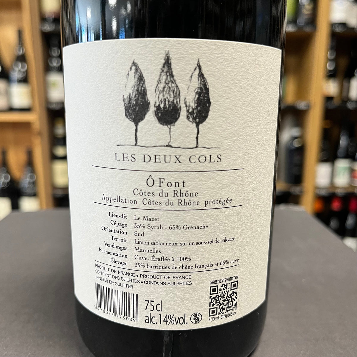 Bouteille Vin O Font 2024, Côtes du Rhône — agriculture biologique