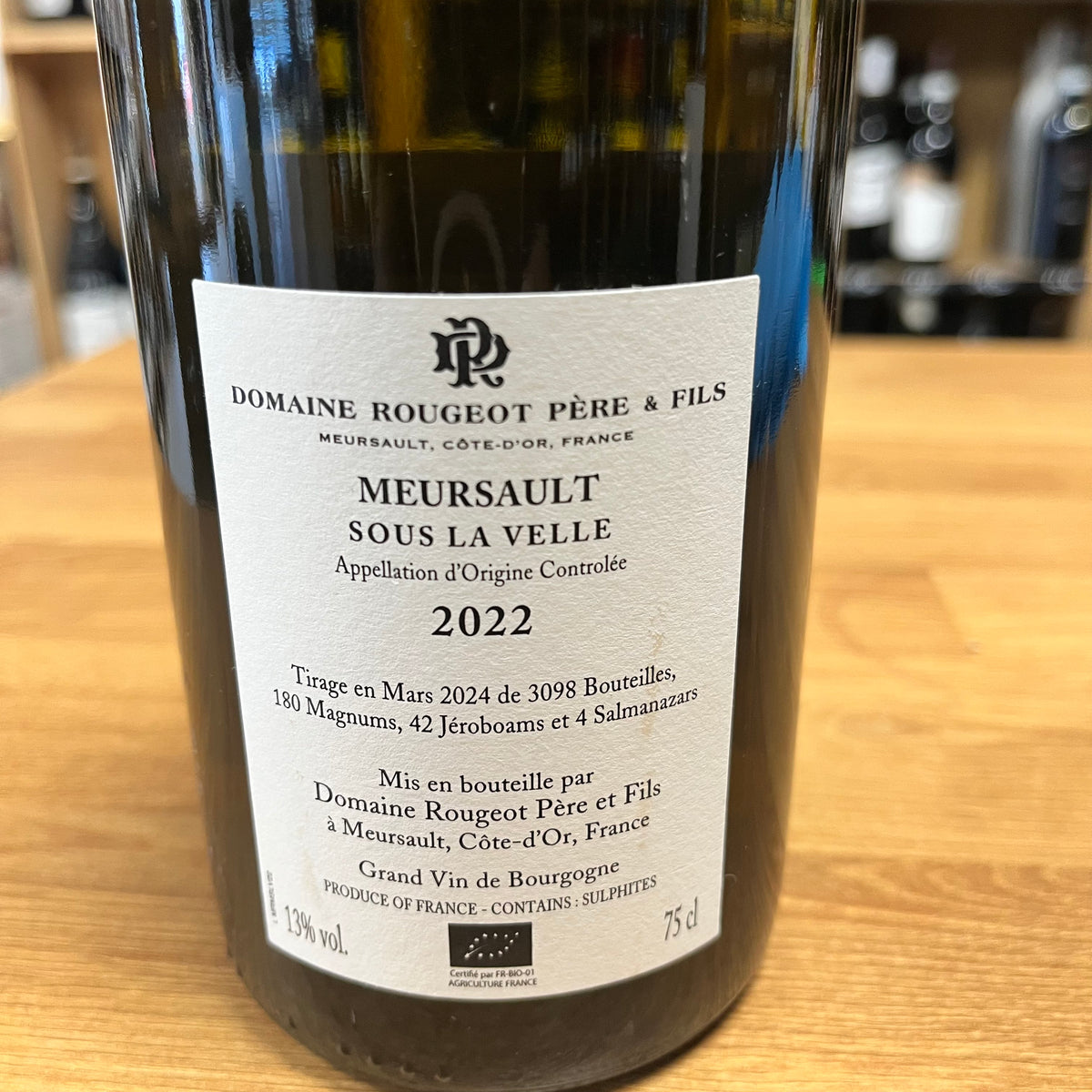 Bouteille Vin blanc Rougeot 2022, AOC Bourgogne — biodynamie