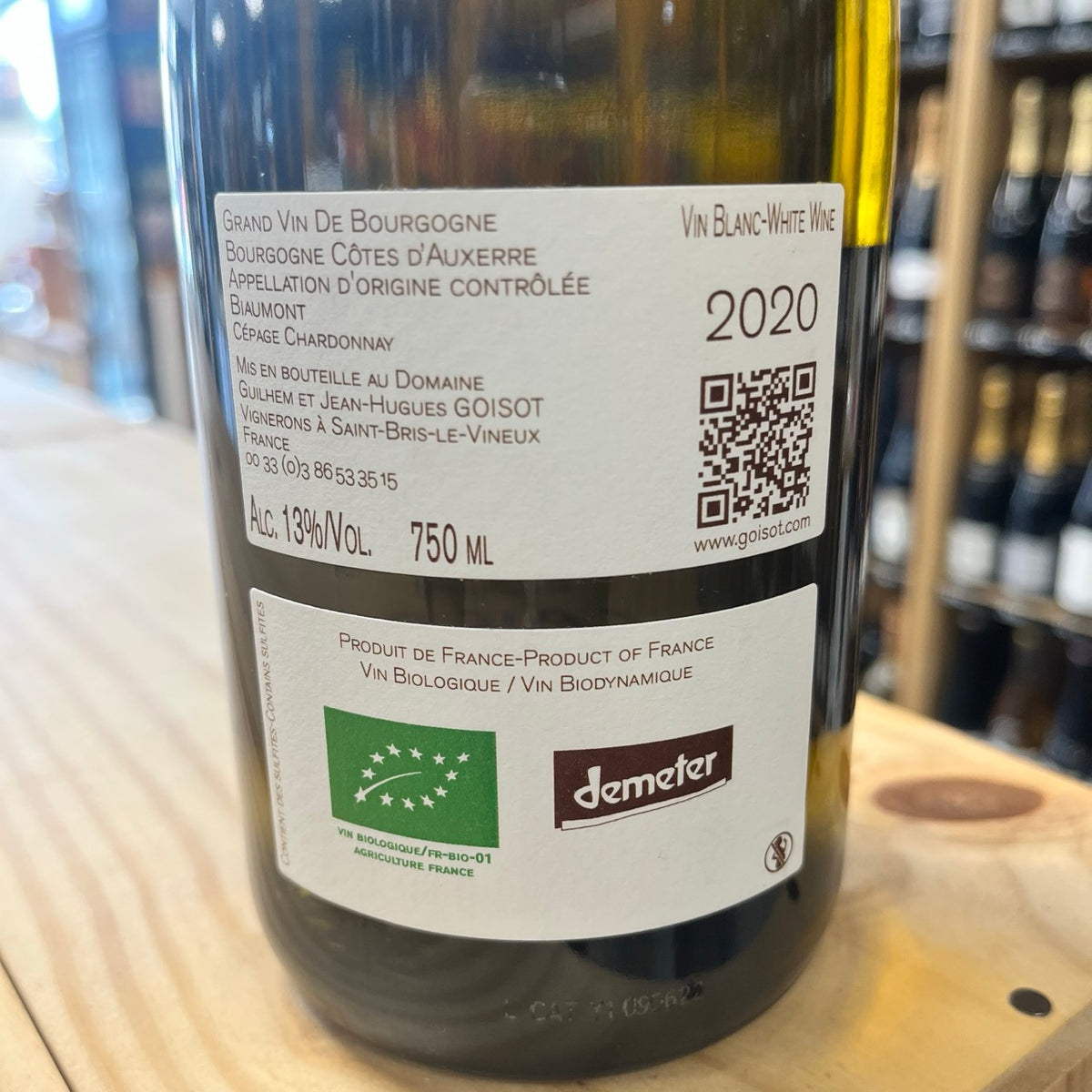 Bouteille Vin Goisot 2020, AOC Bourgogne