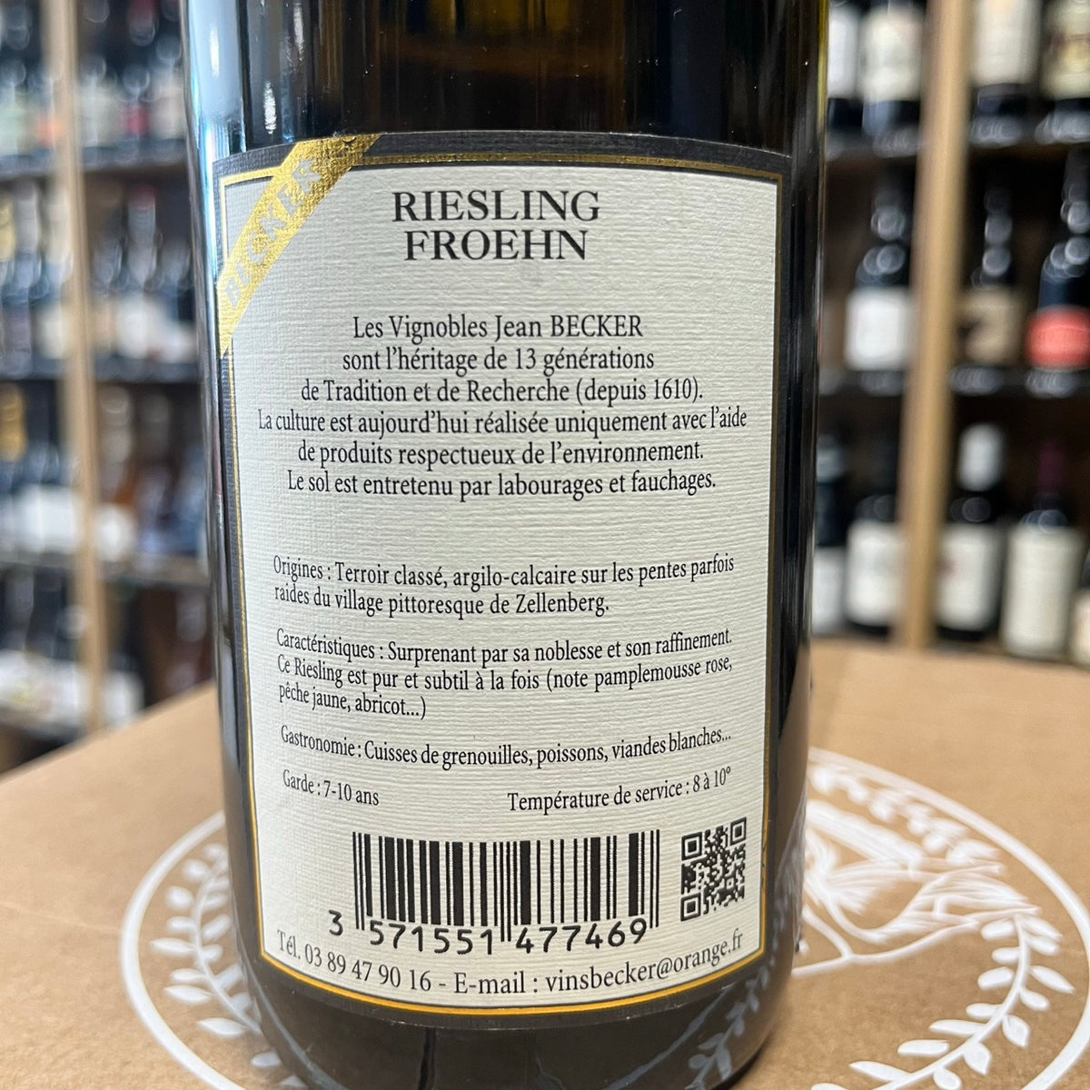 Bouteille Vin Alsace Grand Cru Froehn Riesling 2017, AOC Alsace