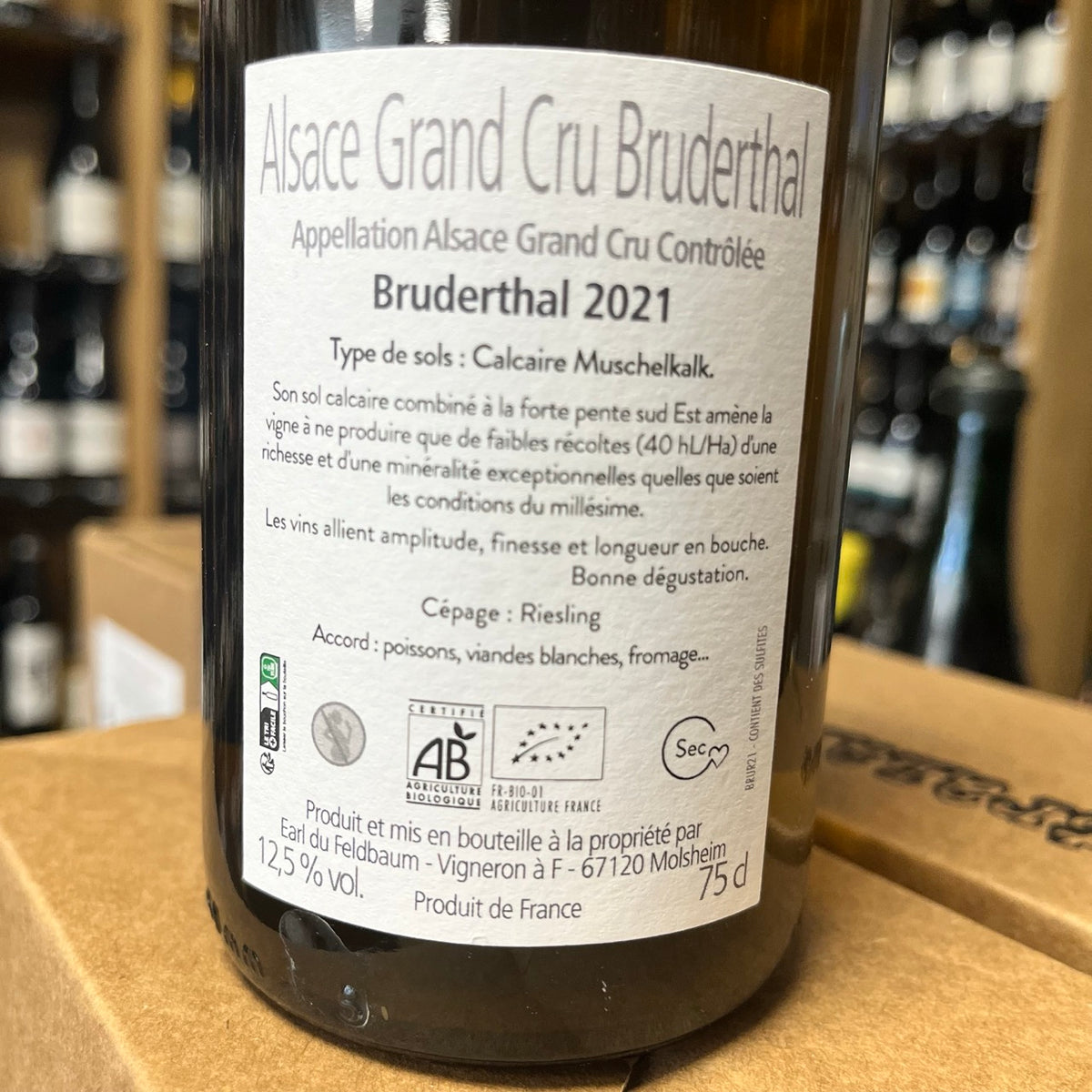 Bouteille Vin Alsace Grand Cru Bruderthal Riesling 2021, AOC Alsace