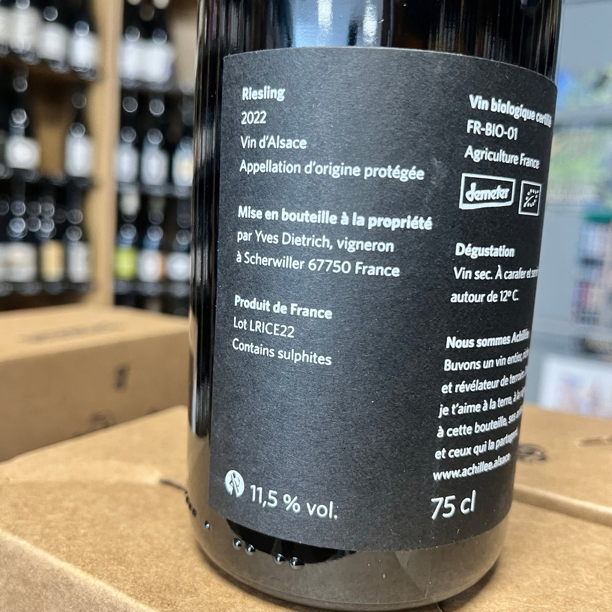 Bouteille Vin Alsace Riesling 2022, AOC Alsace