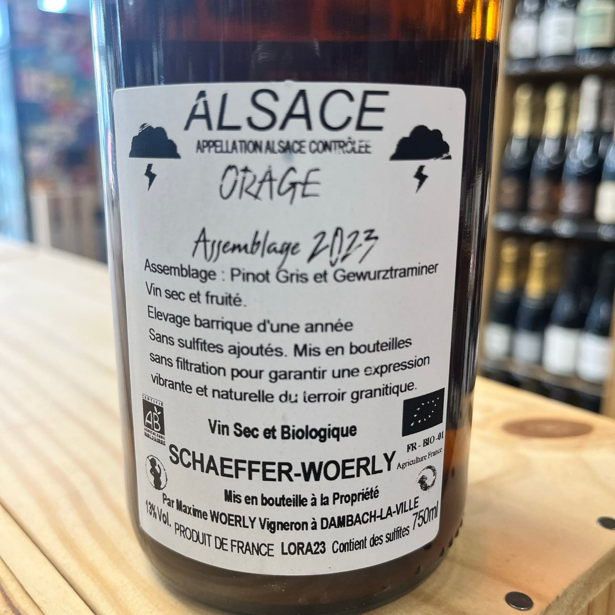 Bouteille Vin Alsace Orage 2023, AOC Alsace