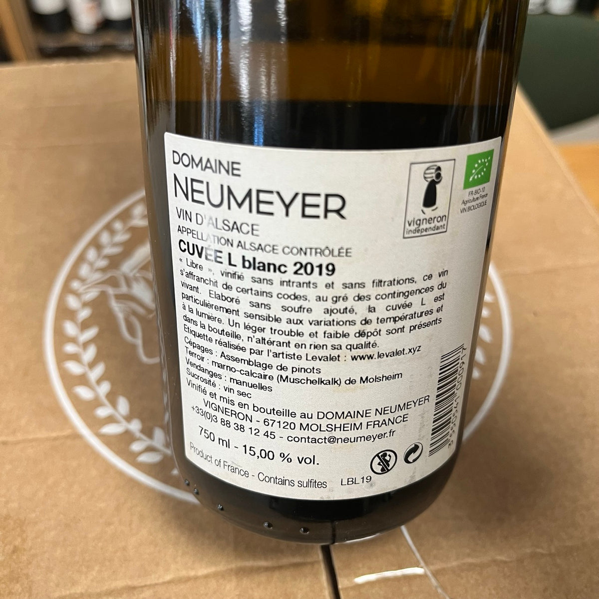 Bouteille Vin Alsace Cuvée L 2019, AOC Alsace