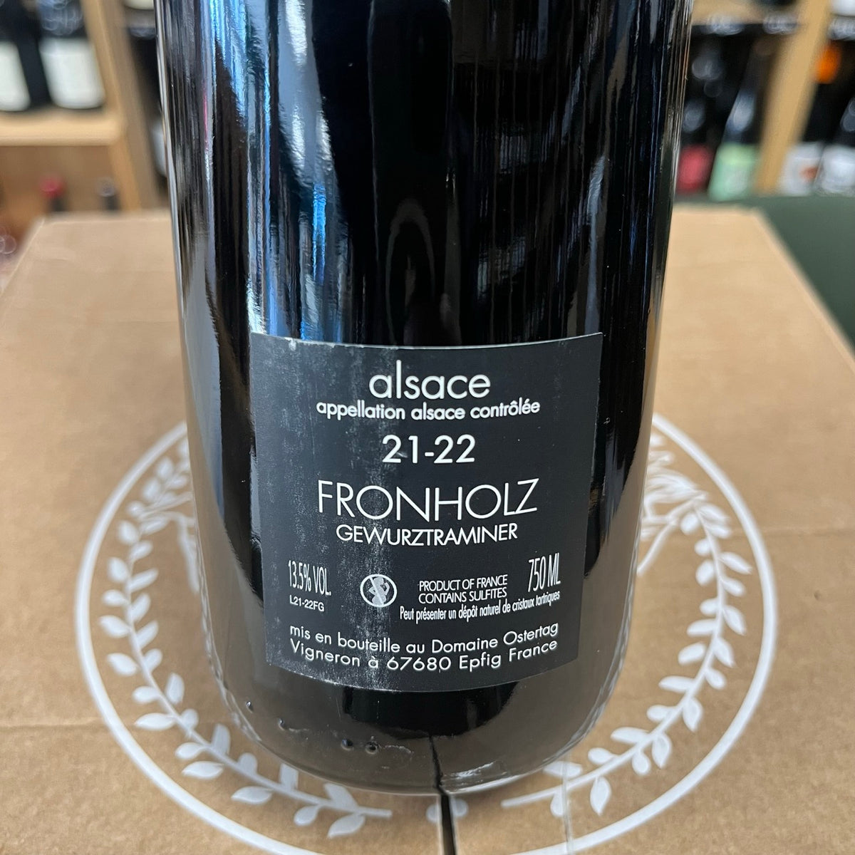 Bouteille Vin Alsace Fronholz Gewurztraminer 1990, AOC Alsace