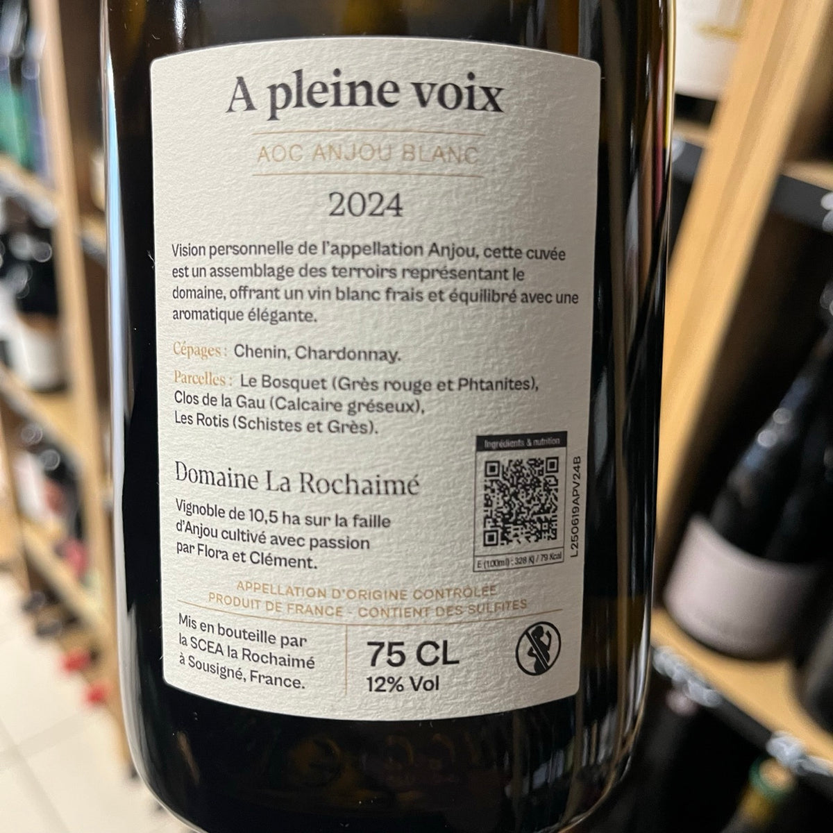Bouteille Vin blanc A pleine voix 2024, Val de Loire