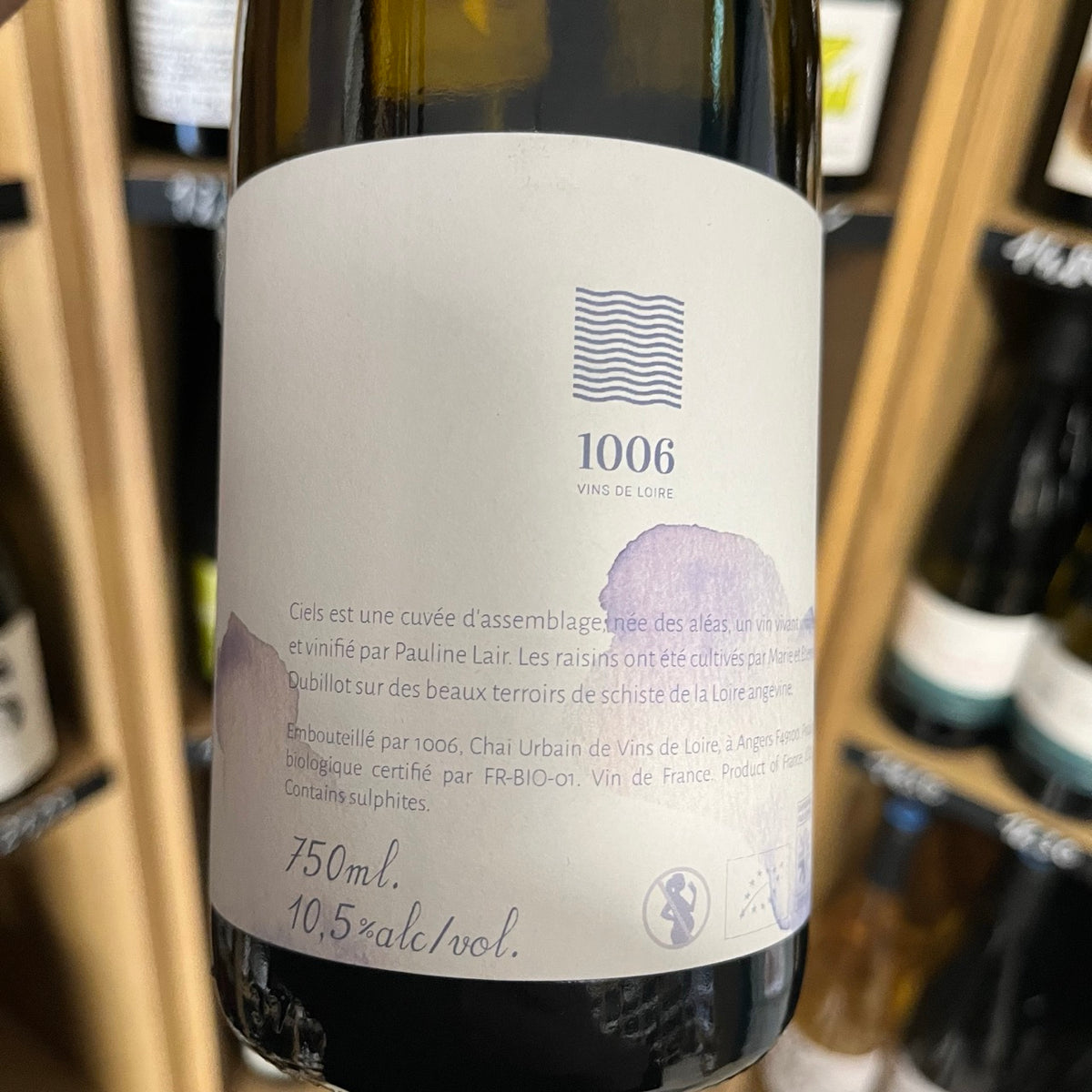 Bouteille Vin blanc Ciels 2023, Val de Loire — agriculture biologique