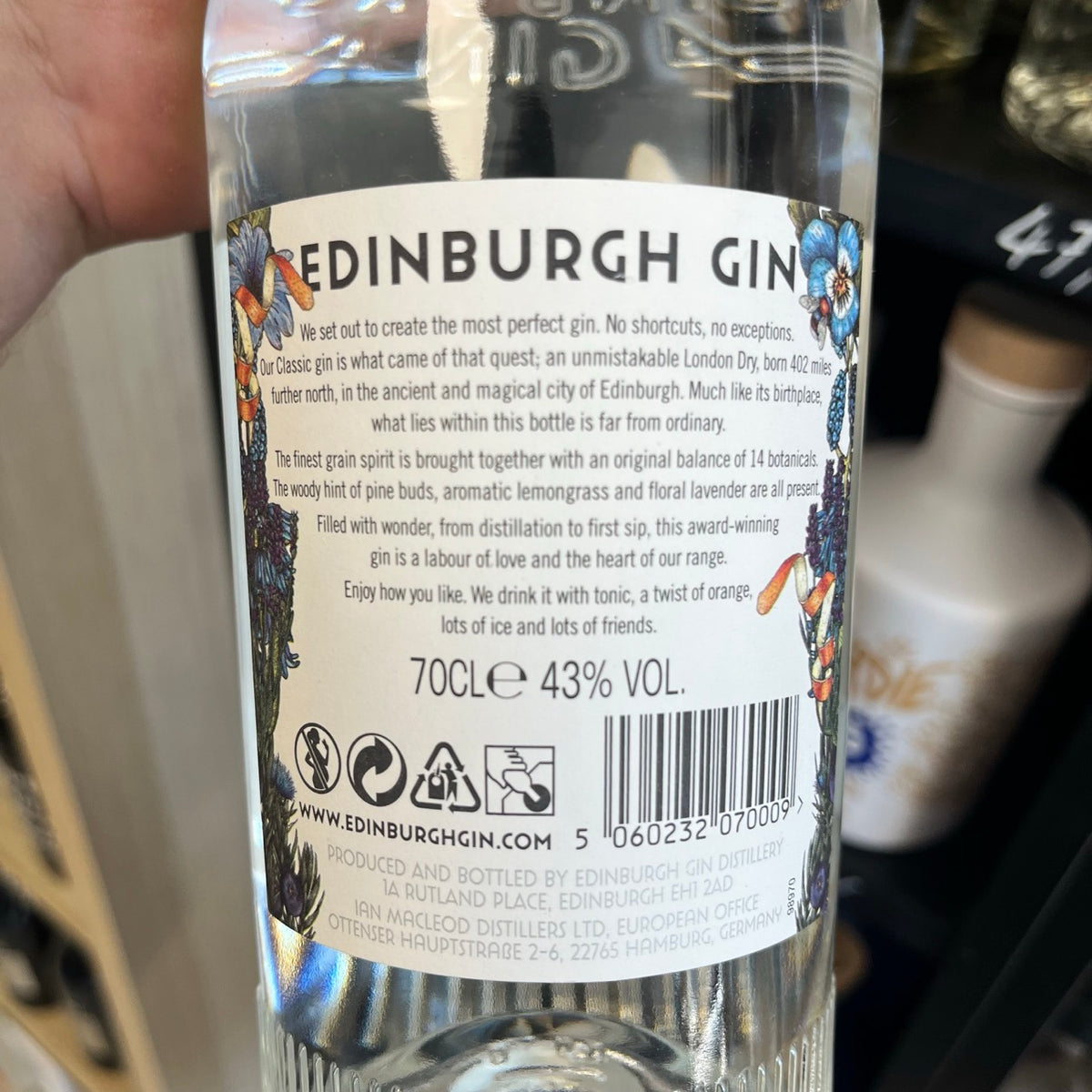 Edinburgh Gin The Classic, London Dry Gin, vue 2