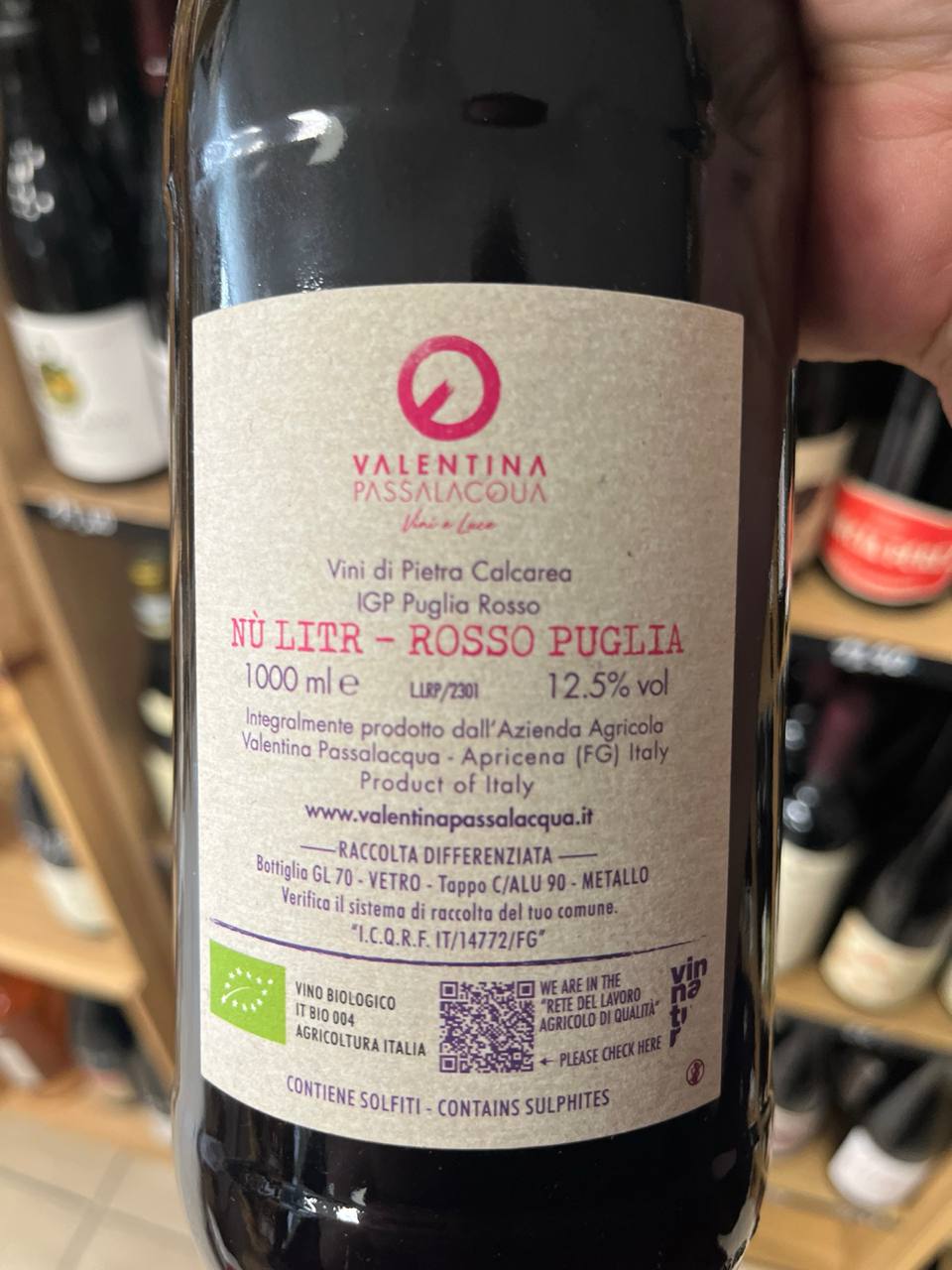 Bouteille Vin rouge Ca 40.08 Nù Litr Rosso Puglia 2020, Chablis