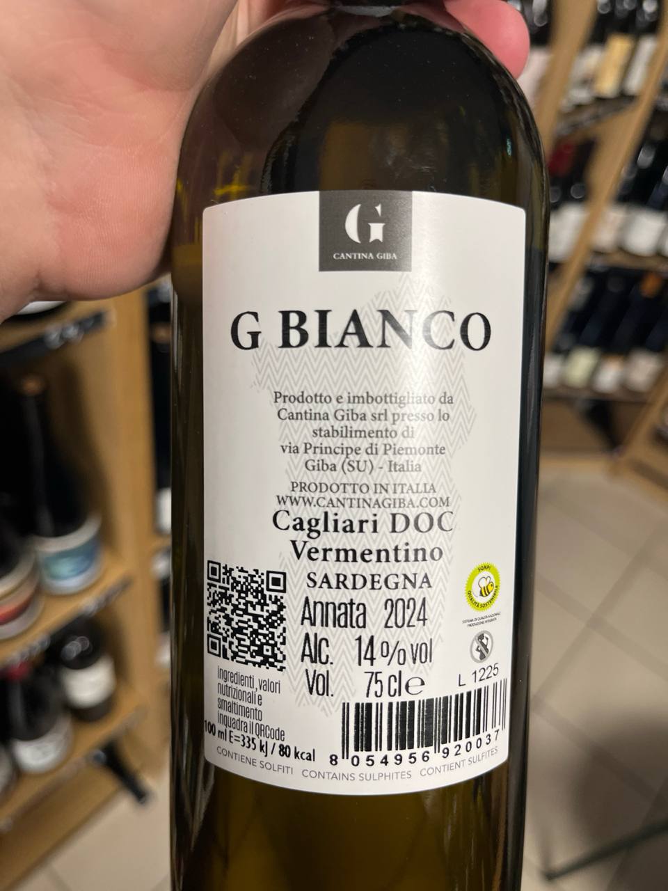 Bouteille Vin blanc Cantina Giba 2024, Sud-Ouest