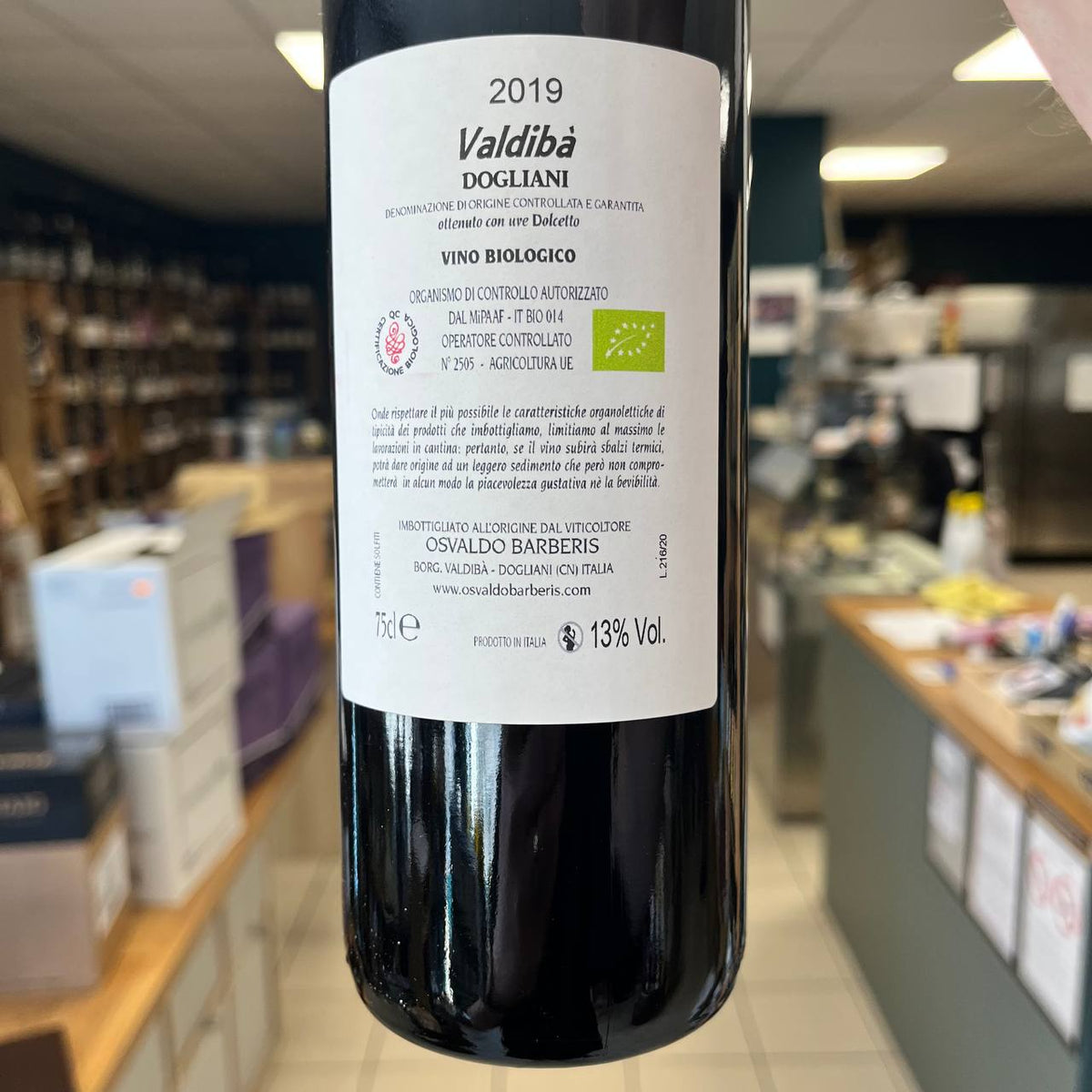 Bouteille Vin rouge Valdibà 2019, Italie — agriculture biologique