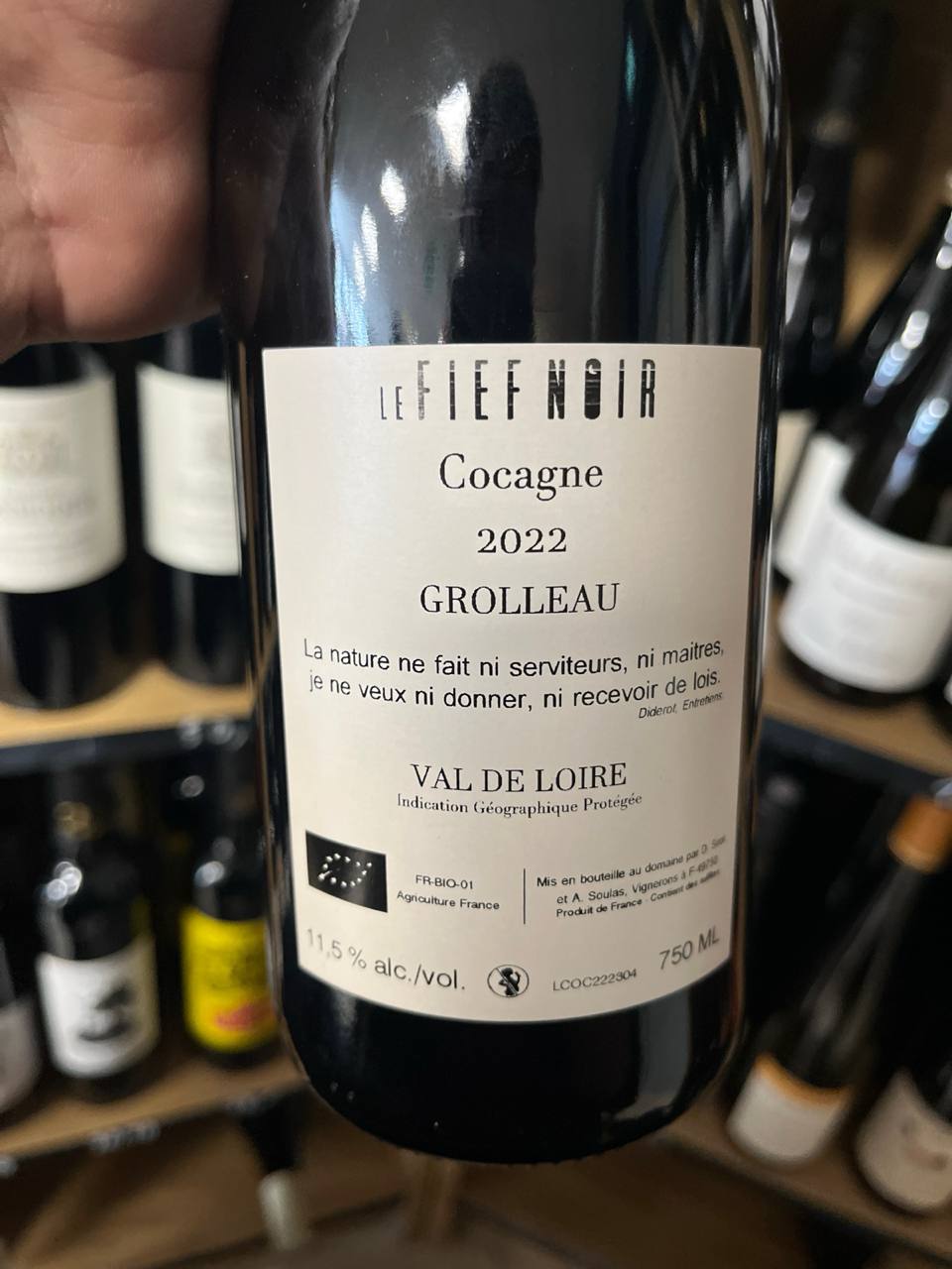 Bouteille Vin rouge Le Fief Noir 2022, Val de Loire