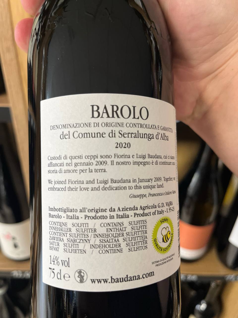Bouteille Vin rouge Luigi Baudana 2020, Italie