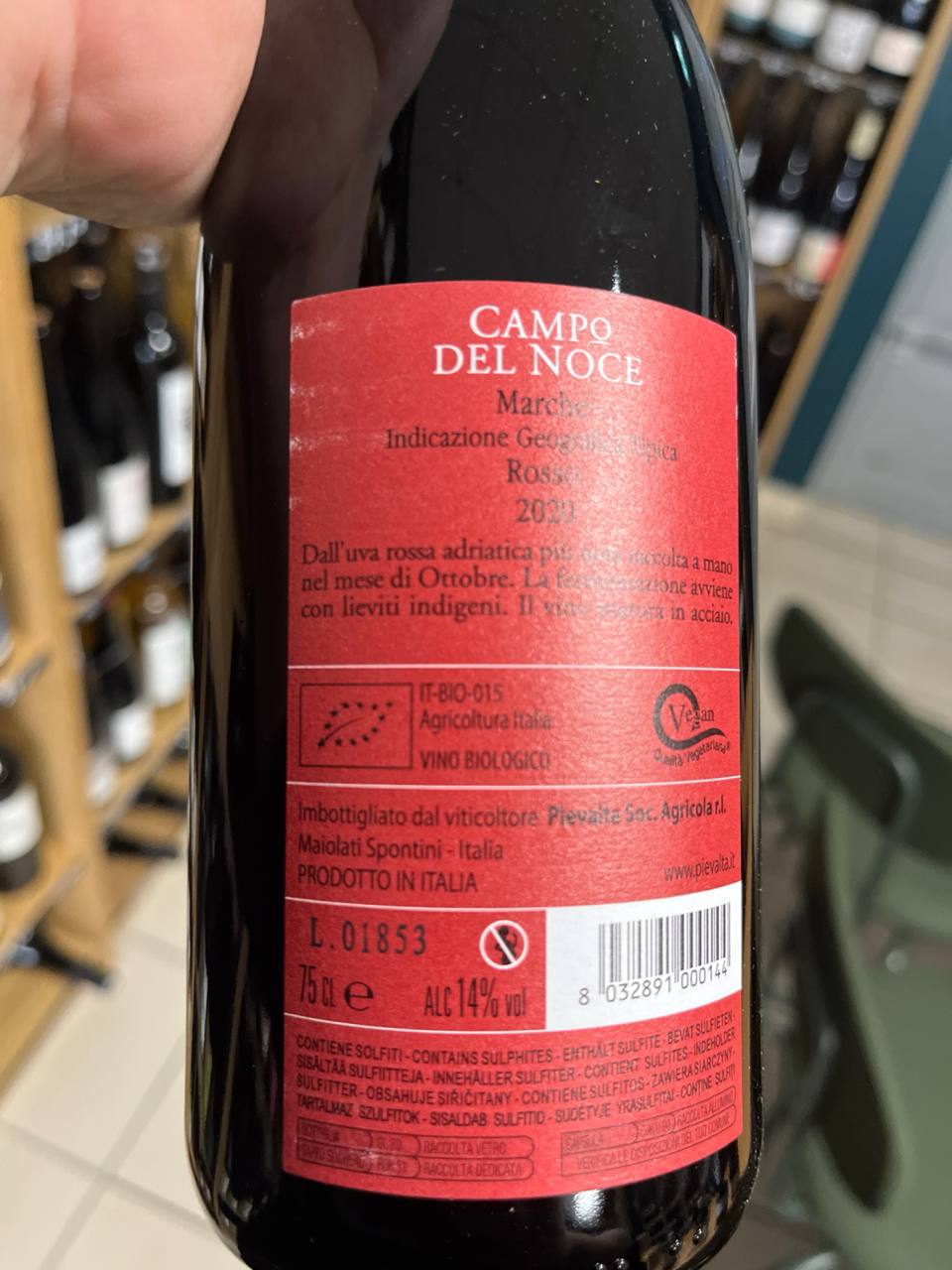 Bouteille Vin rouge Campo del Noce Marche Rosso 2020, Italie